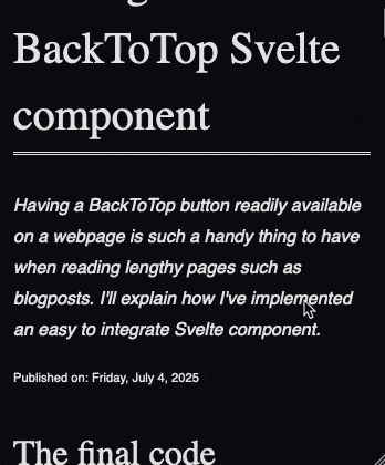 An example of the back to top button